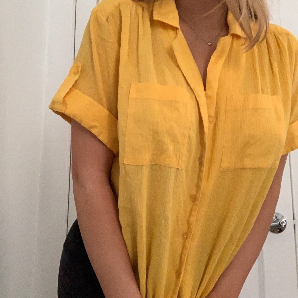 Vintage Yellow Button Up Top